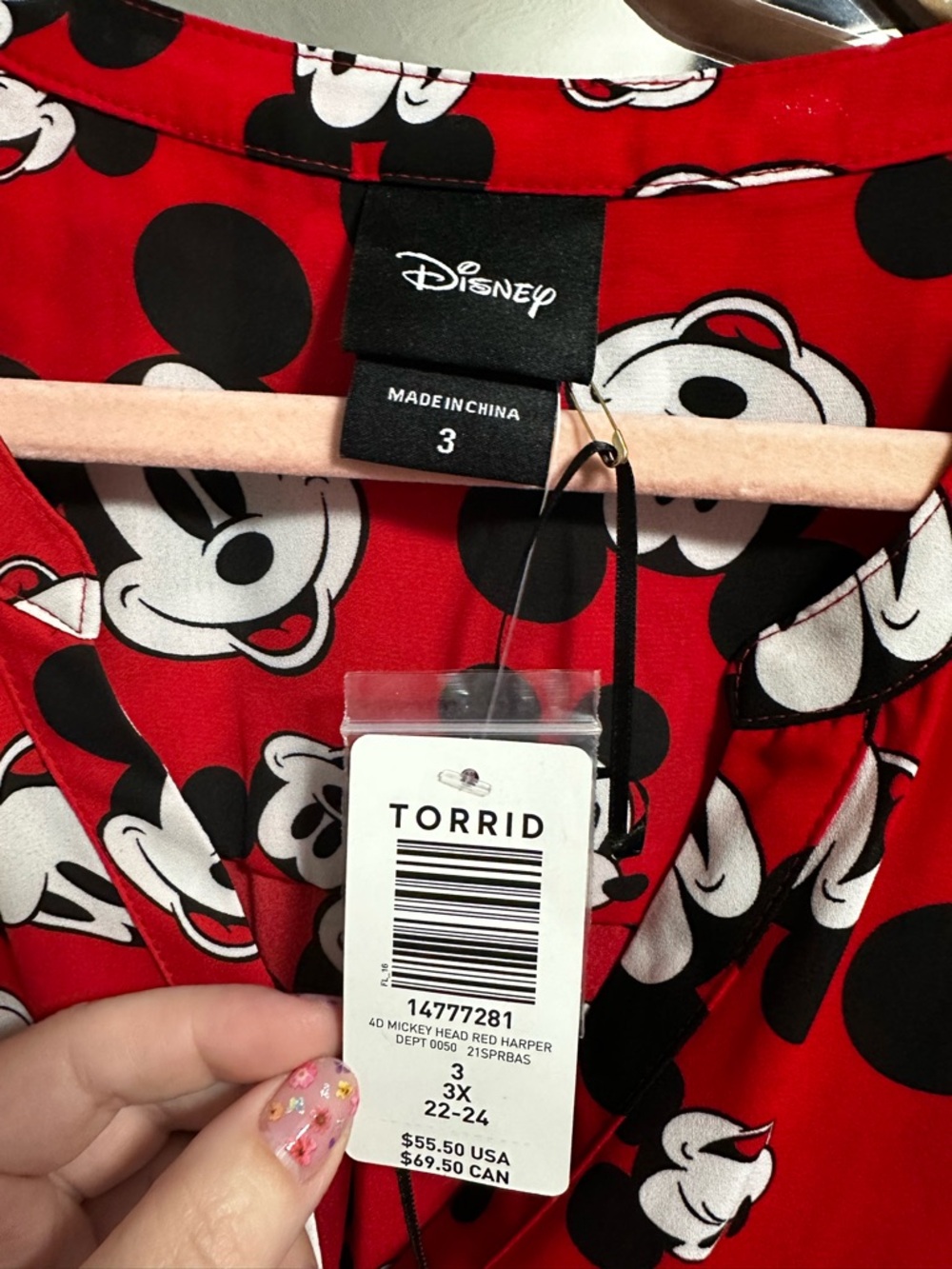 Torrid Disney Women's Red Mickey Mouse Print Blouse - Picture 3 of 3